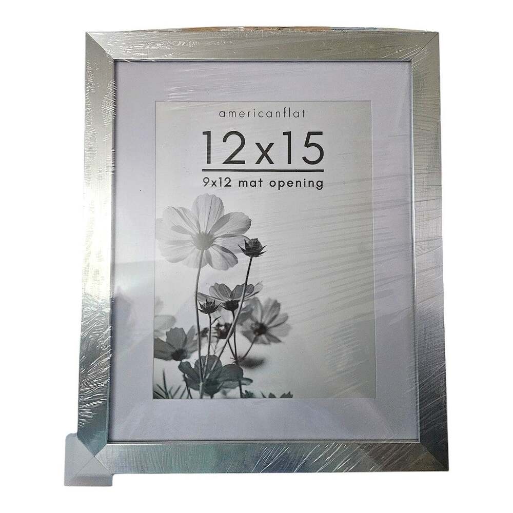 NEW Americanflat 12" x 15" Silver Picture Frame with 9" x12" Mat